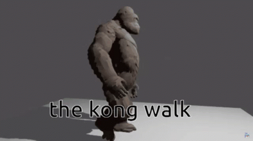 A Silhouette Of A Monster With The Words The Kong Walk Above It GIF