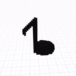 a silhouette of a music note on a grid background
