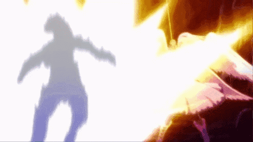 A Silhouette Of A Person Is Standing In Front Of A Fireball . GIF