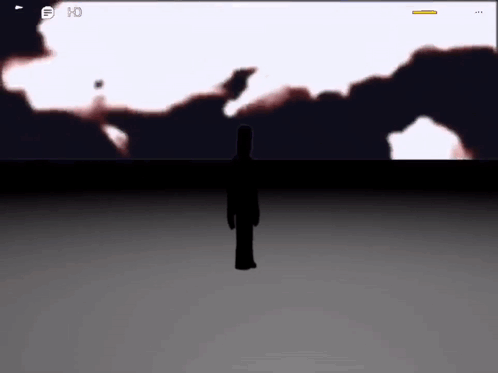 A Silhouette Of A Person Standing In A Dark Room With A Cloudy Sky In The Background . GIF
