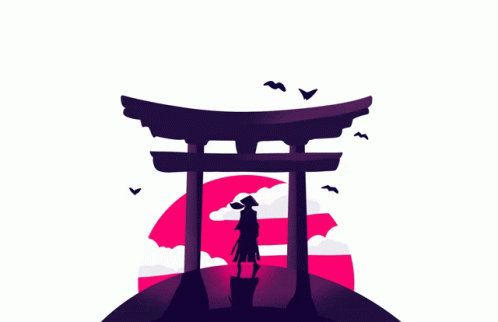 A Silhouette Of A Person Standing In Front Of A Gate GIF