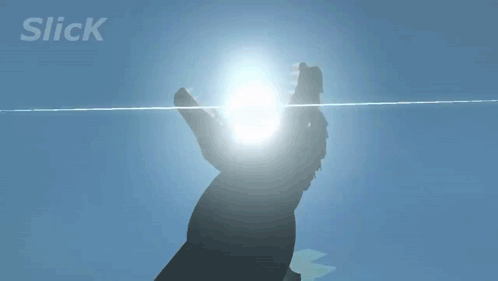 A Silhouette Of A Person Standing In Front Of The Sun With The Word Slick Above Them GIF