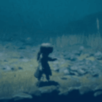 a silhouette of a person standing on a rock in the water