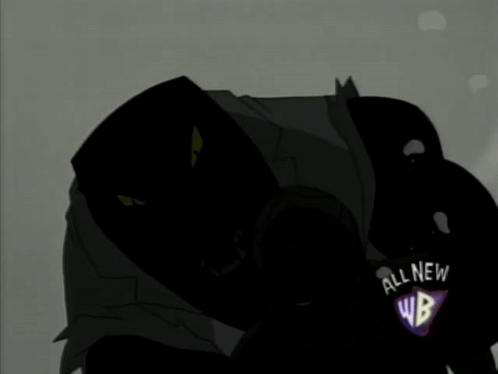 A Silhouette Of A Person With A Wb Logo On Their Back GIF