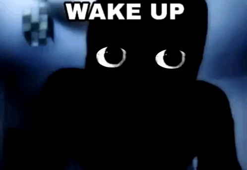 A Silhouette Of A Person With The Words Wake Up I Made You Breakfast I Love U Written On It . GIF