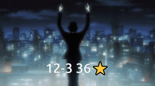 a silhouette of a person with their arms in the air with the number 12-36 on the bottom