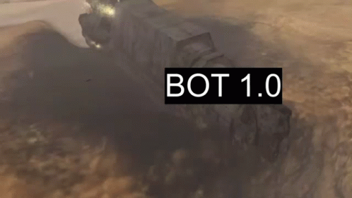 A Silhouette Of A Plane Flying In The Air With The Words Bot 1.0 Above It GIF