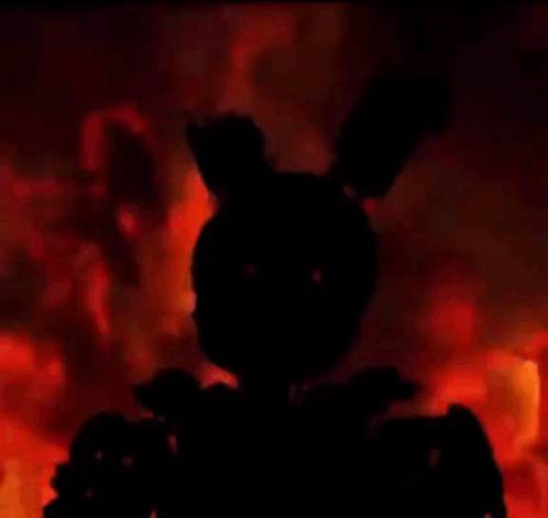 A Silhouette Of A Rabbit Is Standing In Front Of A Fire In The Dark . GIF