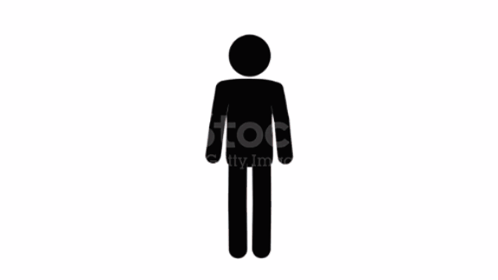 A Silhouette Of A Stick Figure Standing With His Arm Up GIF