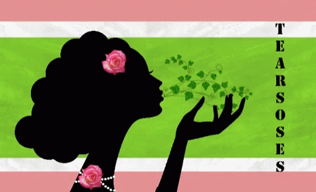 A Silhouette Of A Woman Blowing A Kiss With The Words " Tear Roses " On The Bottom GIF