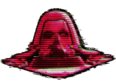 a silhouette of a woman in a red and pink hat with a green stripe on her face .