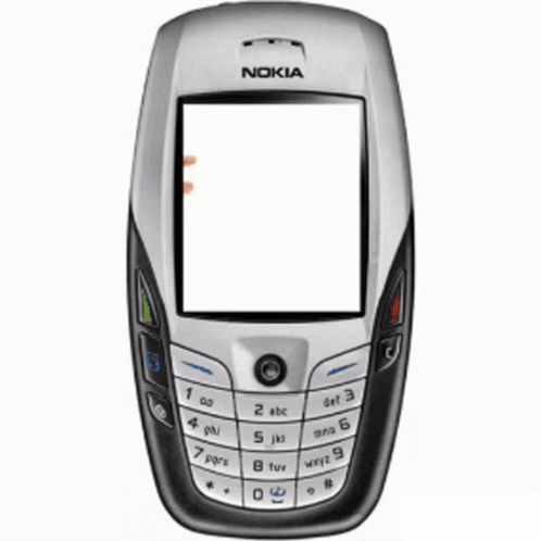 A Silver And Black Nokia Phone With The Words Emas Connecting Maso On It GIF