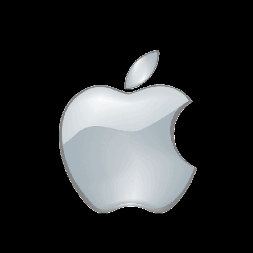 A Silver Apple With A Bite Taken Out Of It On A Black Background GIF