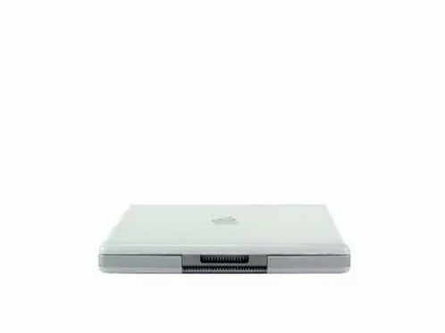A Silver Ibook Laptop Is Open And Displaying A Blue Screen GIF