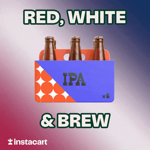 A Six Pack Of Red White And Brew Ipa Bottles GIF
