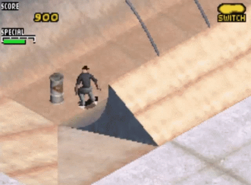 A Skateboarder Is Doing A Trick In A Video Game That Has A Score Of 900 GIF