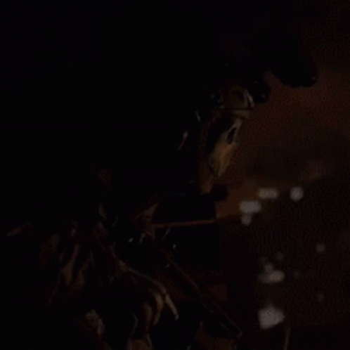 A Skeleton Is Holding A Gun In A Dark Area GIF