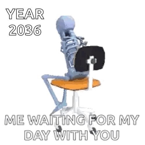 A Skeleton Is Sitting In A Chair And Waiting For A Day With You . GIF