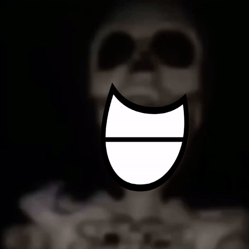 A Skeleton With A Bloody Knife In Its Mouth GIF