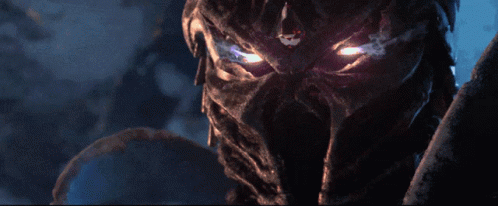 A Skeleton With Blue Eyes Is Holding A Large Hammer GIF