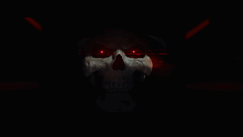 A Skull With Red Eyes Is Wearing A Blue Hoodie GIF