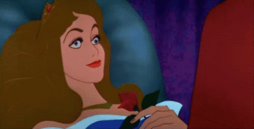 A Sleeping Beauty From Sleeping Beauty Is Holding A Rose In Her Hand . GIF
