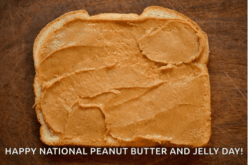 A Slice Of Bread With Peanut Butter Spread On It GIF