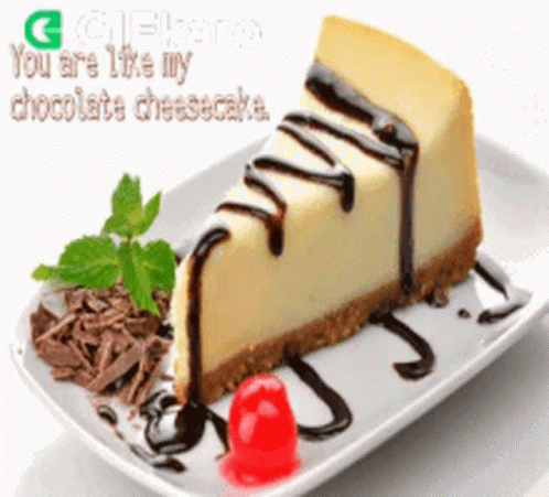 a slice of chocolate cheesecake with a cherry on a plate