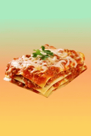 A Slice Of Lasagna With Tomato Sauce And Cheese On Top GIF