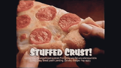 A Slice Of Pepperoni Pizza With Stuffed Crust GIF