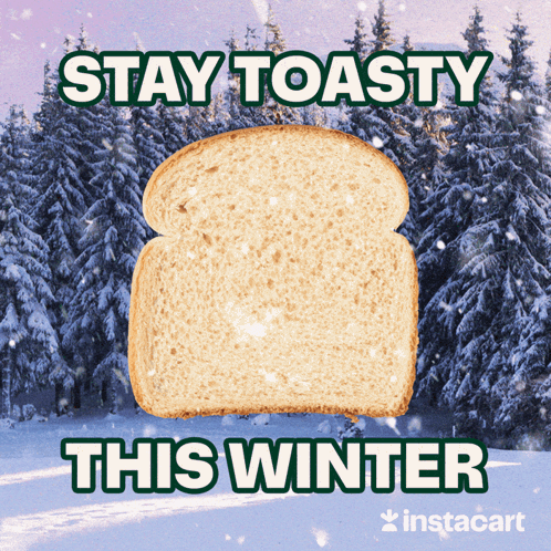 A Slice Of Toast With The Words Stay Toasty This Winter On It GIF