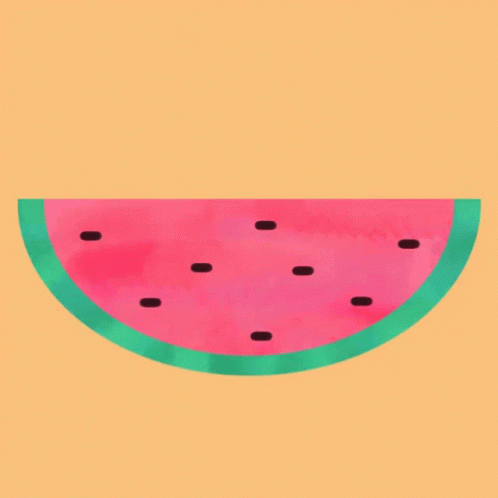 A Slice Of Watermelon With Black Seeds On A Beige Background GIF