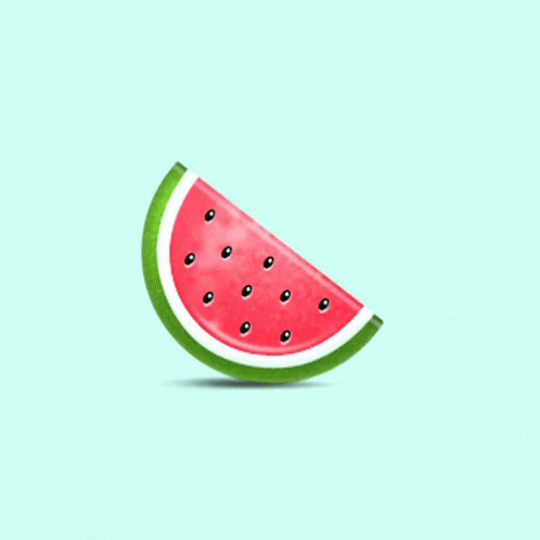 A Slice Of Watermelon With Black Seeds On It GIF
