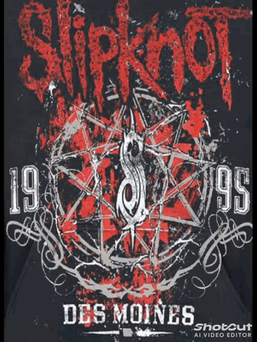 a slipknot des moines t-shirt has a pentagram on it