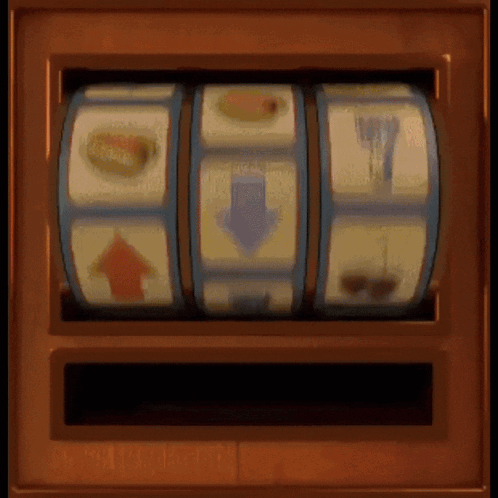 A Slot Machine With A Blue Arrow Pointing Down And A Red Arrow Pointing Up GIF