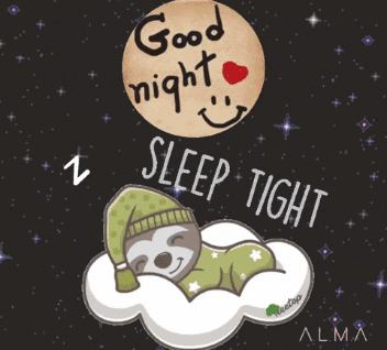 A Sloth Sleeping On A Cloud With The Words " Good Night Sleep Tight " GIF
