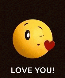 A Smiley Face Is Blowing A Kiss With A Heart In Its Mouth And The Words `` Love You '' . GIF
