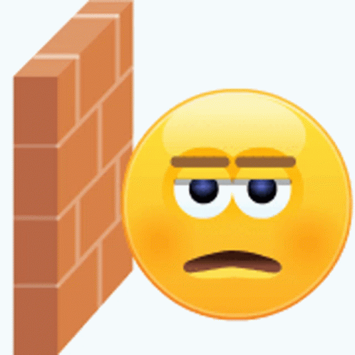 A Smiley Face Leaning Against A Brick Wall With A Sad Look On Its Face GIF