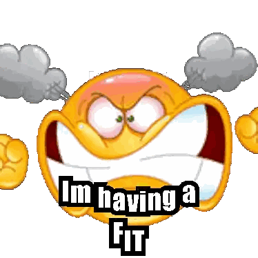 a smiley face says i 'm having a fit on it