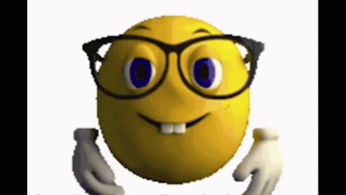 A Smiley Face Wearing Glasses And Gloves Is Smiling GIF