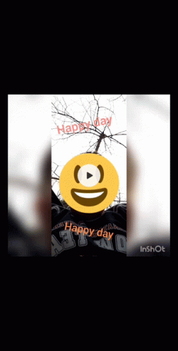A Smiley Face With A Tree Branch In The Background Says Happy Day GIF
