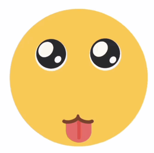 A Smiley Face With Big Eyes Sticking Out Its Tongue GIF