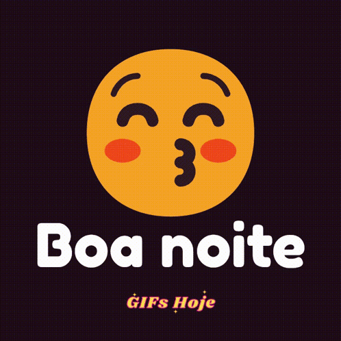 A Smiley Face With Hearts Around It And The Words Boa Noite In White GIF