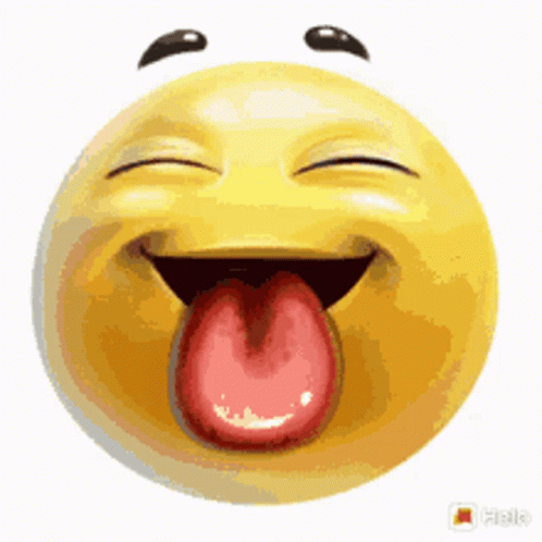 A Smiley Face With Its Tongue Sticking Out And Closed Eyes GIF