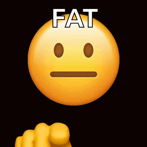 A Smiley Face With The Word Fat Written On It GIF