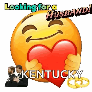 A Smiley Face With The Words Looking For A Husband Kentucky Written On It GIF