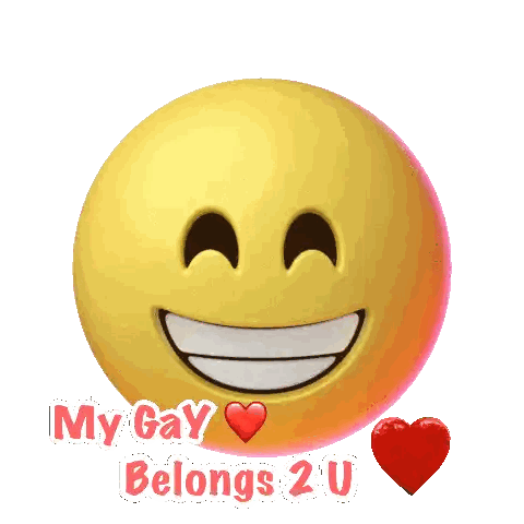 a smiley face with the words my gay belongs 2 u