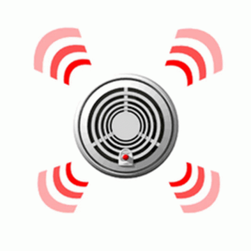 A Smoke Detector Is Surrounded By Red And White Circles GIF