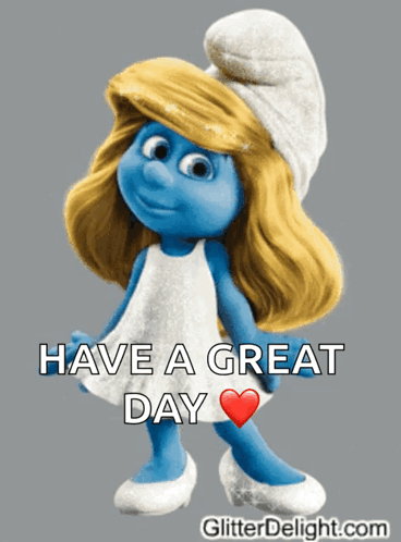A Smurf Says Have A Great Day And Has A Heart GIF