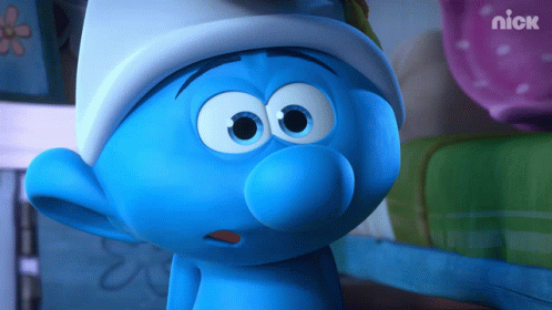 A Smurf With A Surprised Look On His Face Is On A Screen That Says Nick GIF
